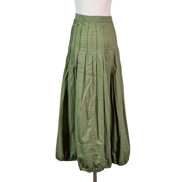 C.P. Shades Green Cotton Maxi Skirt Button Front Boho Lagenlook Medium - Picture 4 of 6
